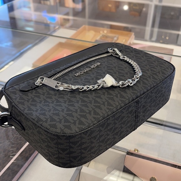 Michael Kors Jet Set Item Large East West Zip Chain MK Signature Crossbody Bag - Picture 5 of 16